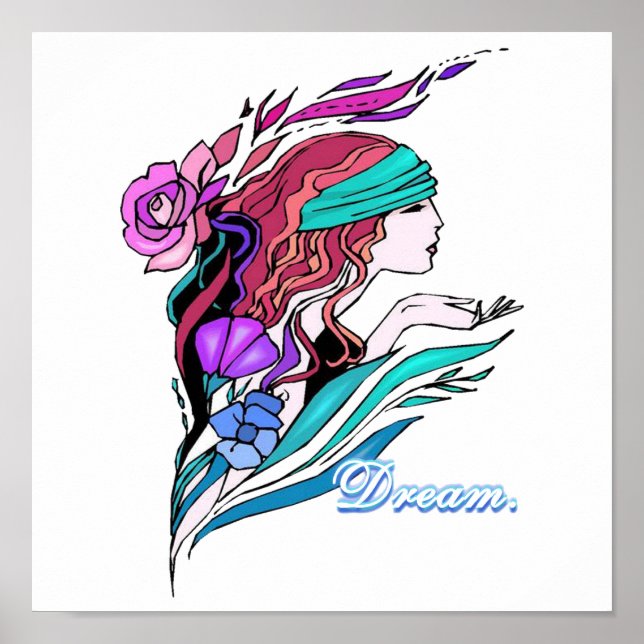 Póster chica de fantasía bastante soñada (Frente)