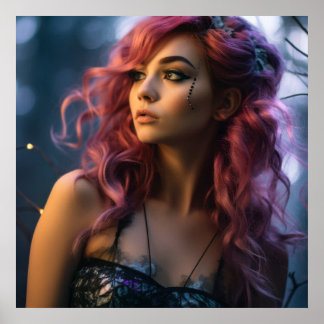 Póster Chica de Fantasía Futurista