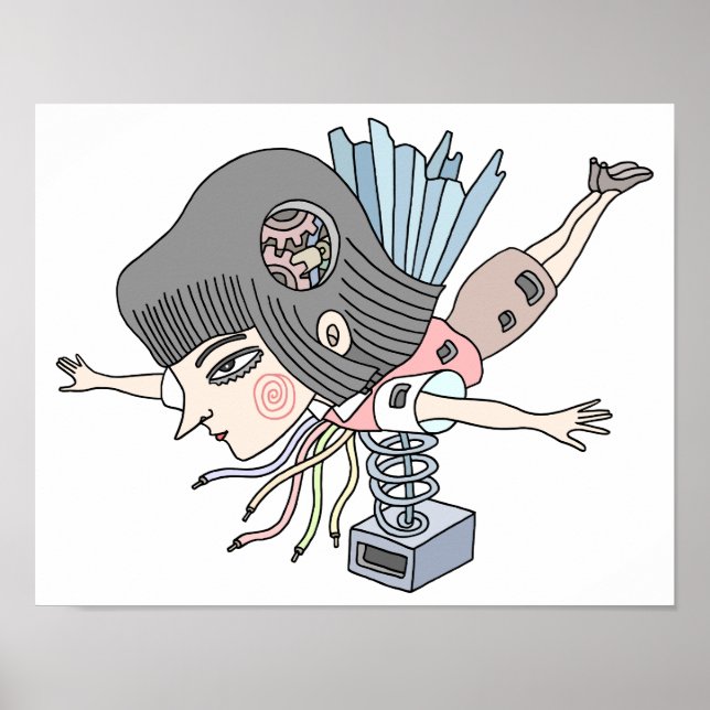 Póster Chica de fantasía mecánica. (Frente)