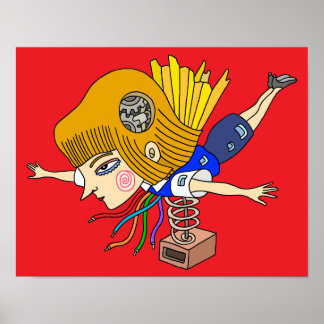 Póster Chica de fantasía mecánica.