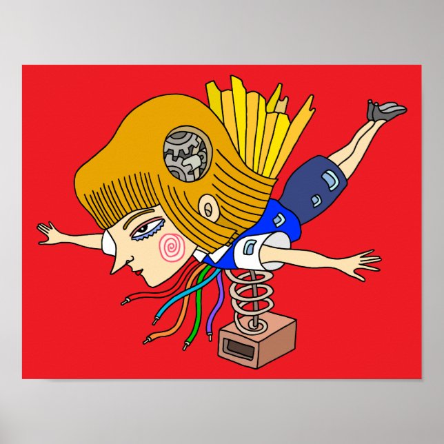 Póster Chica de fantasía mecánica. (Frente)