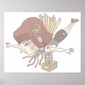 Póster Chica de fantasía mecánica.
