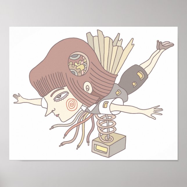 Póster Chica de fantasía mecánica. (Frente)
