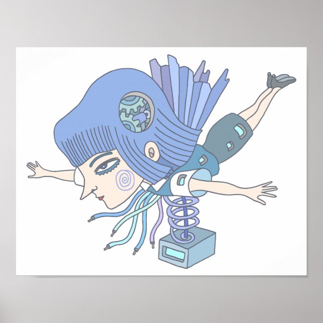 Póster Chica de fantasía mecánica. (Frente)