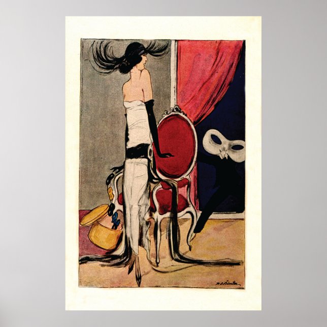 Póster Chica de Flapper Art Deco de los años 20 (Frente)