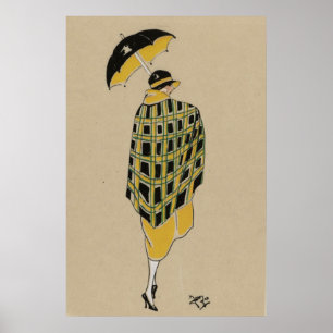 Póster Chica De Flapper En Lluvia