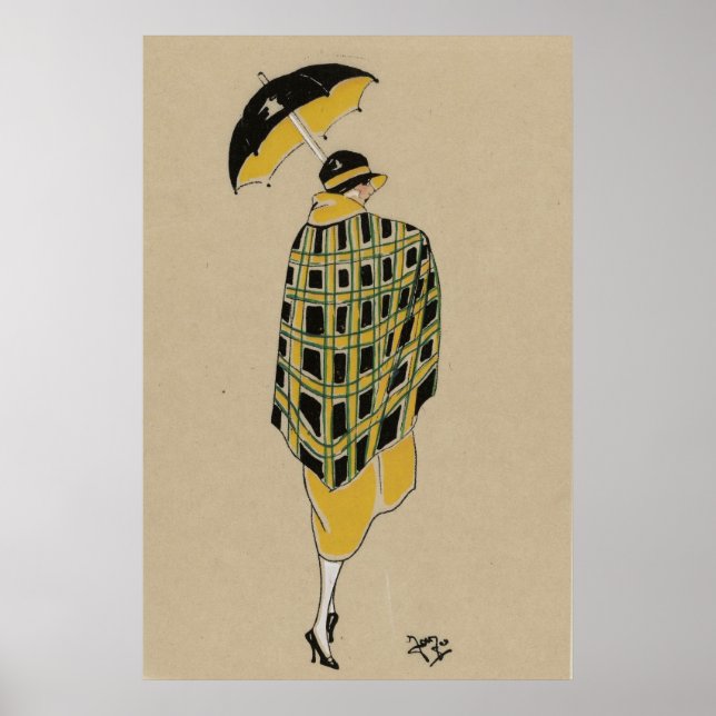 Póster Chica De Flapper En Lluvia (Frente)