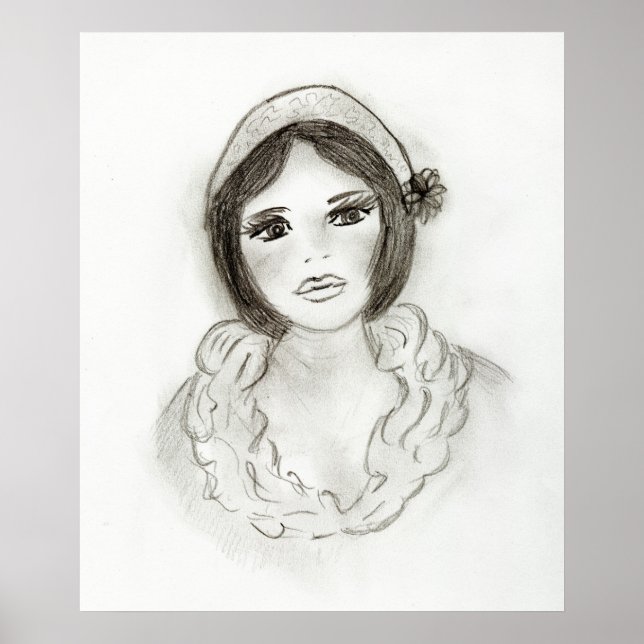 Póster Chica de Flapper espantado (Frente)