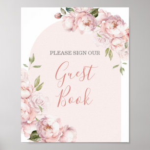 Póster Chica de flores rosadas bebé en libro de invitado 