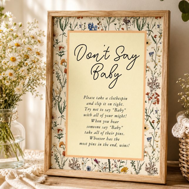 Póster Chica de flores silvestres Baby Shower (A Little Wildflower Girl Baby Shower Poster)