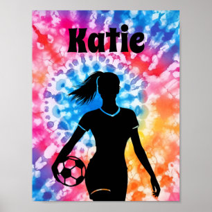 Póster Chica de fútbol Aquarelle personalizada de arcoiri