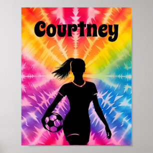 Póster Chica de fútbol: Burla de arcoiris personalizada d