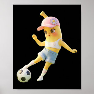 Póster Chica de fútbol de plátano linda, camiseta de juga