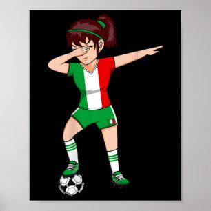 Póster Chica de fútbol haciendo Dabbing Jersey de Italia