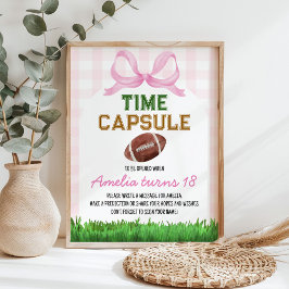 Póster Chica de fútbol Rótulo de la cápsula de cumpleaños