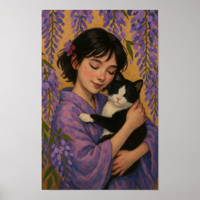 Póster Chica de gato de Tuxedo (Frente)