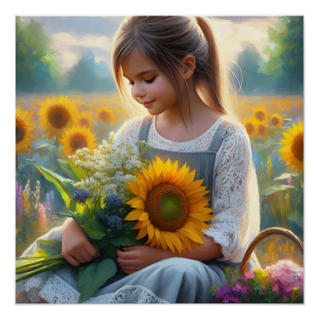 Póster Chica de girasol (Anverso)