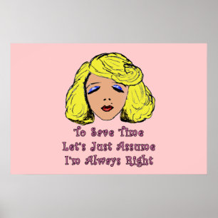 Póster Chica de glamour rubio Ahorra tiempo siempre lo co