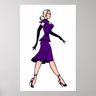 Póster Chica de Glamour Vintage, Secretaria Rubia Retro