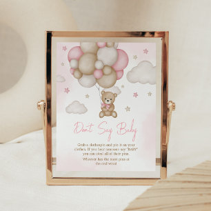 Póster Chica de globo de oso Baby Shower no dice bebé