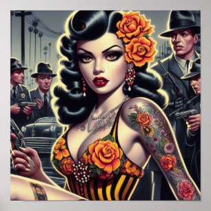 Póster Chica de Gótico de la escuela antigua