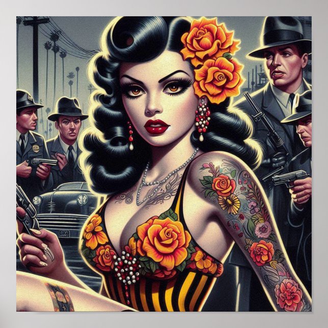 Póster Chica de Gótico de la escuela antigua (Frente)