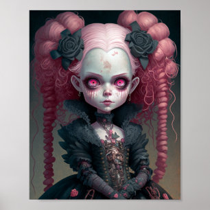 Póster Chica de gótico Rosa Negro Típico