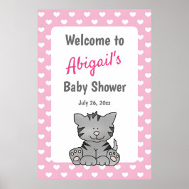 Póster Chica de Gris Gris y Corazón de Baby Shower