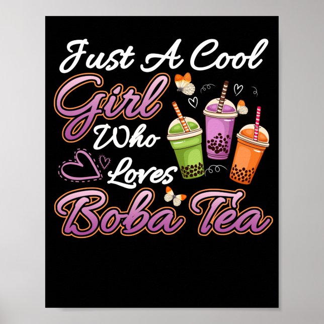 Póster Chica de Guay que ama a Boba Tea Boba Beber té (Frente)