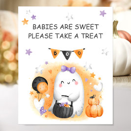 Póster Chica de Halloween Baby Shower Pequeño Rótulo de F