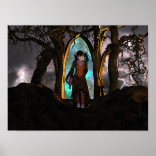 Póster Chica de Halloween espeluznante y lindo