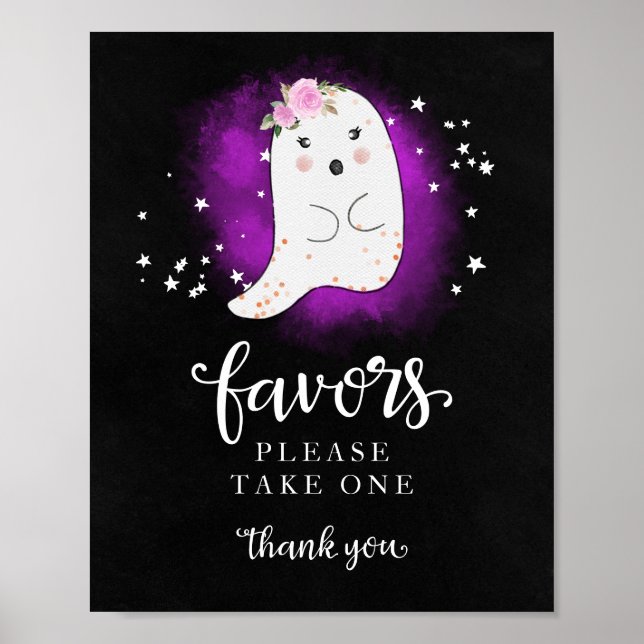 Póster Chica de Halloween fantasma, Baby Shower favorece  (Frente)