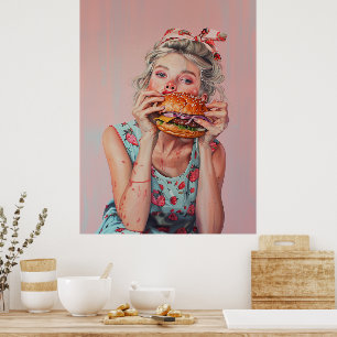 Póster Chica de hamburguesas
