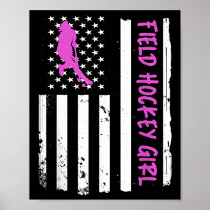Póster Chica de hockey sobre césped bandera de EE. UU. _1