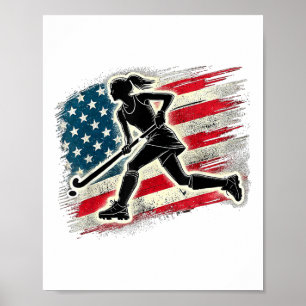 Póster Chica de Hockey sobre Césped de EE. UU. Estados Un