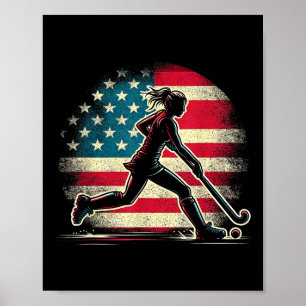 Póster Chica de Hockey sobre Césped Usa Estados Unidos de