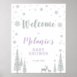 Póster Chica de invierno Baby Shower, signo de bienvenida