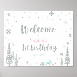 Póster Chica de invierno Primer Fiesta de cumpleaños Post