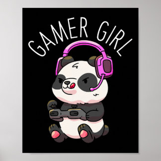 Póster Chica de juegos Panda Gaming Pandas Videojuego Muj
