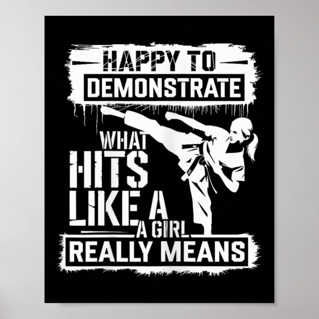 Póster Chica de Karate Actitud Frase de Empoderamiento  (Frente)