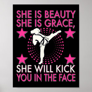 Póster Chica de karate taekwondo mujeres patada de karate