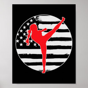 Póster Chica de Kickboxing Bandera de EE. UU. 4 de Julio 