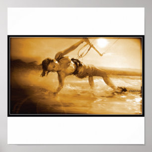 Póster chica de kitesurf
