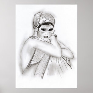 Póster Chica de la aleta