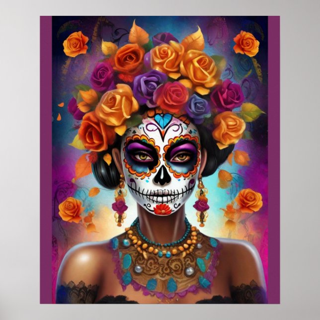 Póster Chica de la Calavera de Azúcar Muerta en México (Frente)