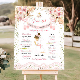 Póster Chica de la Cruz Floral Boho Primer Rótulo de la C