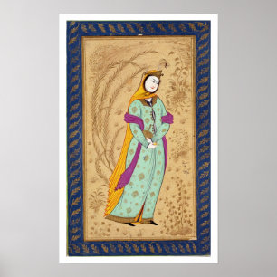 Póster Chica de La Haya con una bodega y una pera