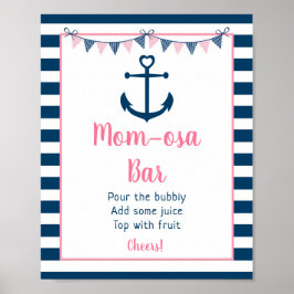 Póster Chica de la Marina Rosa Nautical Anchor Mimosa Bar