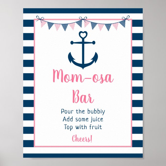 Póster Chica de la Marina Rosa Nautical Anchor Mimosa Bar (Frente)