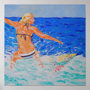 Póster Chica de la persona que practica surf